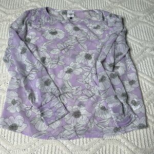 Cabi floral lavender blouse size xs